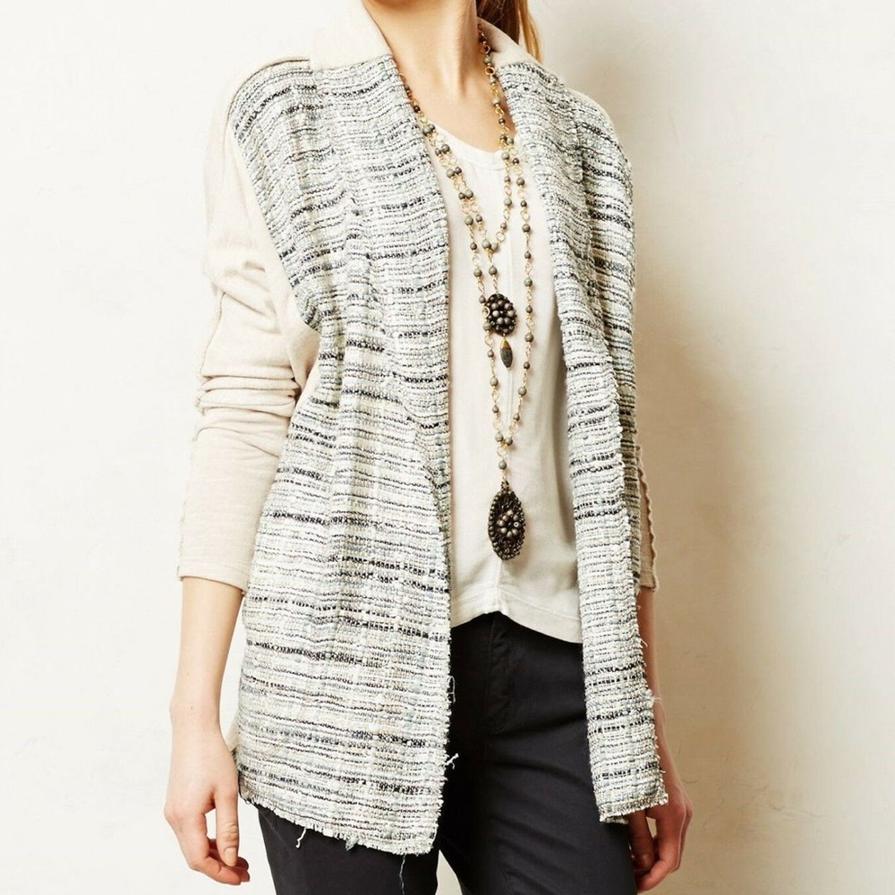 Anthropologie Dolan Open Terry Cardigan with Metallic Tweed Panels - Size Small - Picture 1 of 3